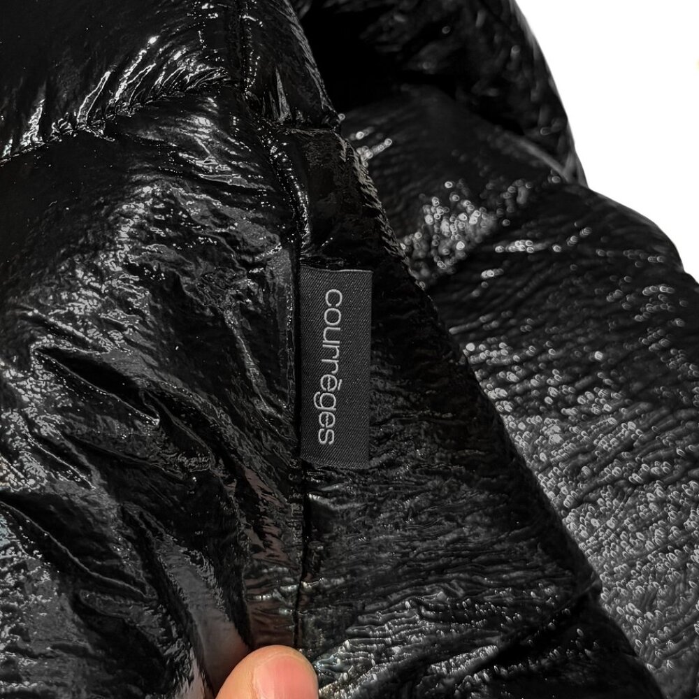Courrèges Black Vinyl Logo Accent Puffer Jacket - Picture 9 of 13
